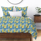 blue and yellow floral blue