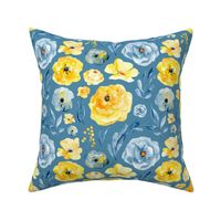 blue and yellow floral blue