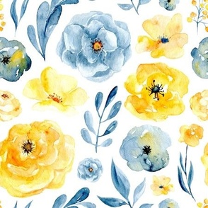 blue and yellow floral