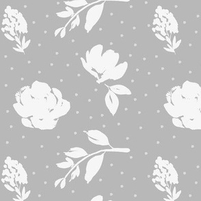 Medium Scale | Floral Silhouette Pattern | Medium Gray MK001