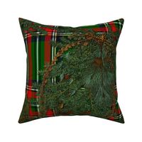 Jolly Holiday ~ Pine Boughs on Antique Royal Stewart Tartan ~  Gretna Green  ~ Jumbo
