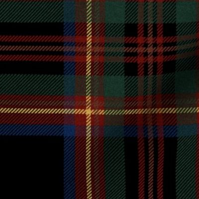 Antique Royal Stewart Tartan ~ Faux Woven ~ Black with  Dover, Ceridwen, Wood Island Road, Gilt, and Moll ~ Large