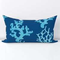 Sea Coral, Aqua Blue & Navy Blue