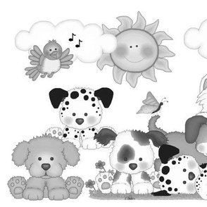 Puppy Dogs Nursery Monochrome 