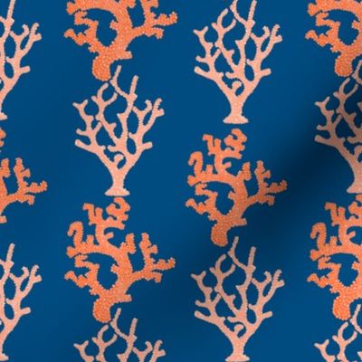 Sea Life Coral Branches, Orange & Navy Blue
