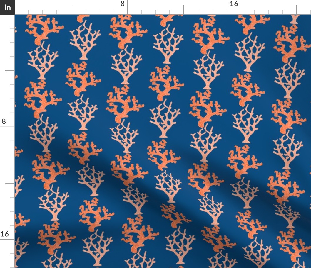 Sea Life Coral Branches, Orange & Navy Blue