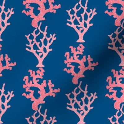 Sea Coral Branches Pink & Navy Blue