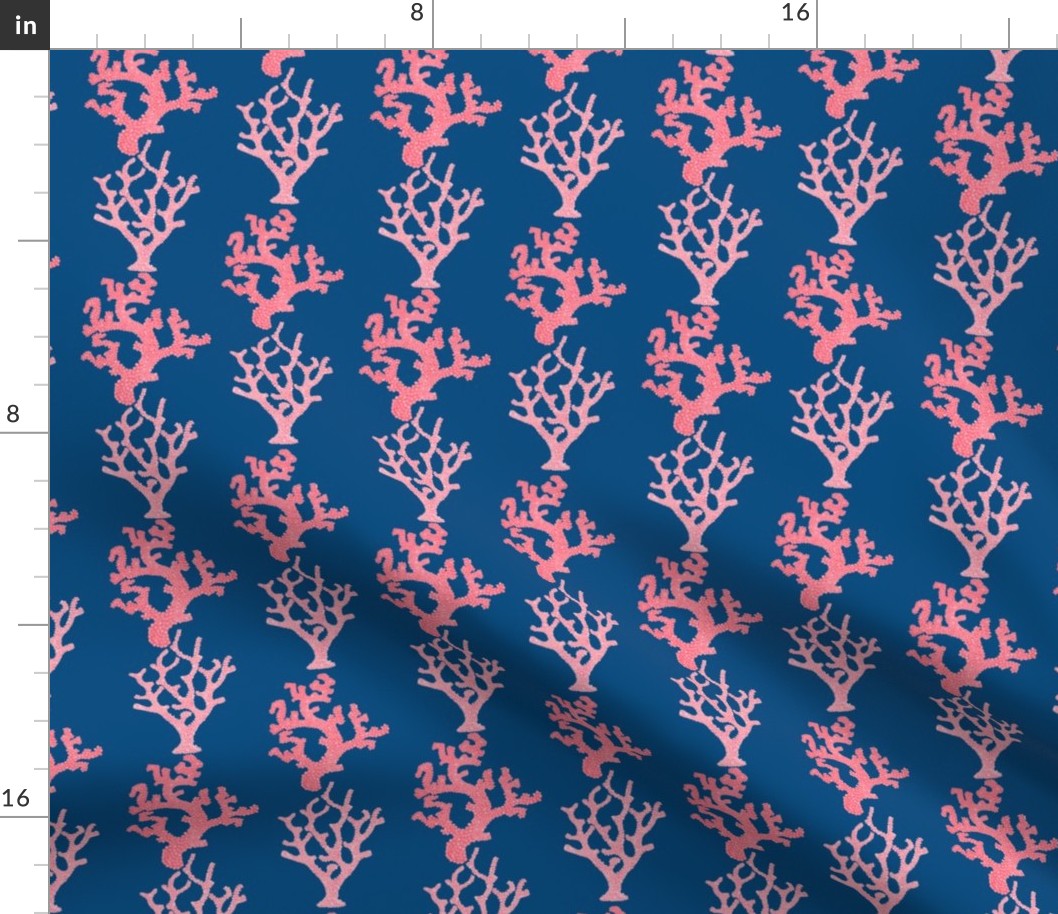 Sea Coral Branches Pink & Navy Blue