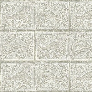 roman fish dolphin mosaic taupe  &  white