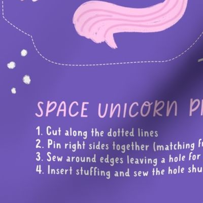 Space Unicorns in Purple Cut-and-Sew Pillow