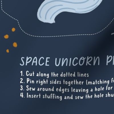 Space Unicorn on Navy Cut-and-Sew
