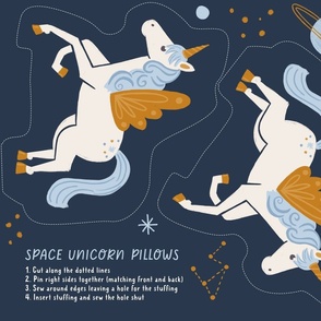 Space Unicorn on Navy Cut-and-Sew