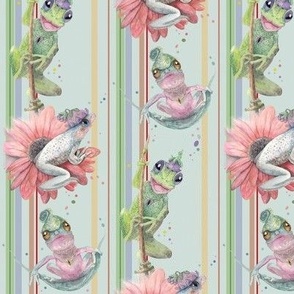 3x9-Inch Half-Drop Repeat of Watercolor Illustrations of Friendly Frogs