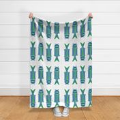 4 Japanese Fish Teatowel Blue