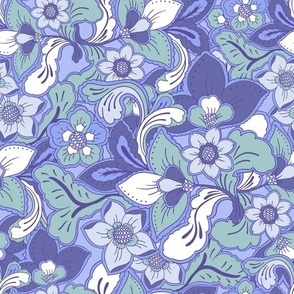 Boho Summer Periwinkle Blue Retro Floral By Jac Slade