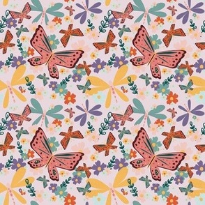 Butterfly Dragonfly Party- Pale Pink
