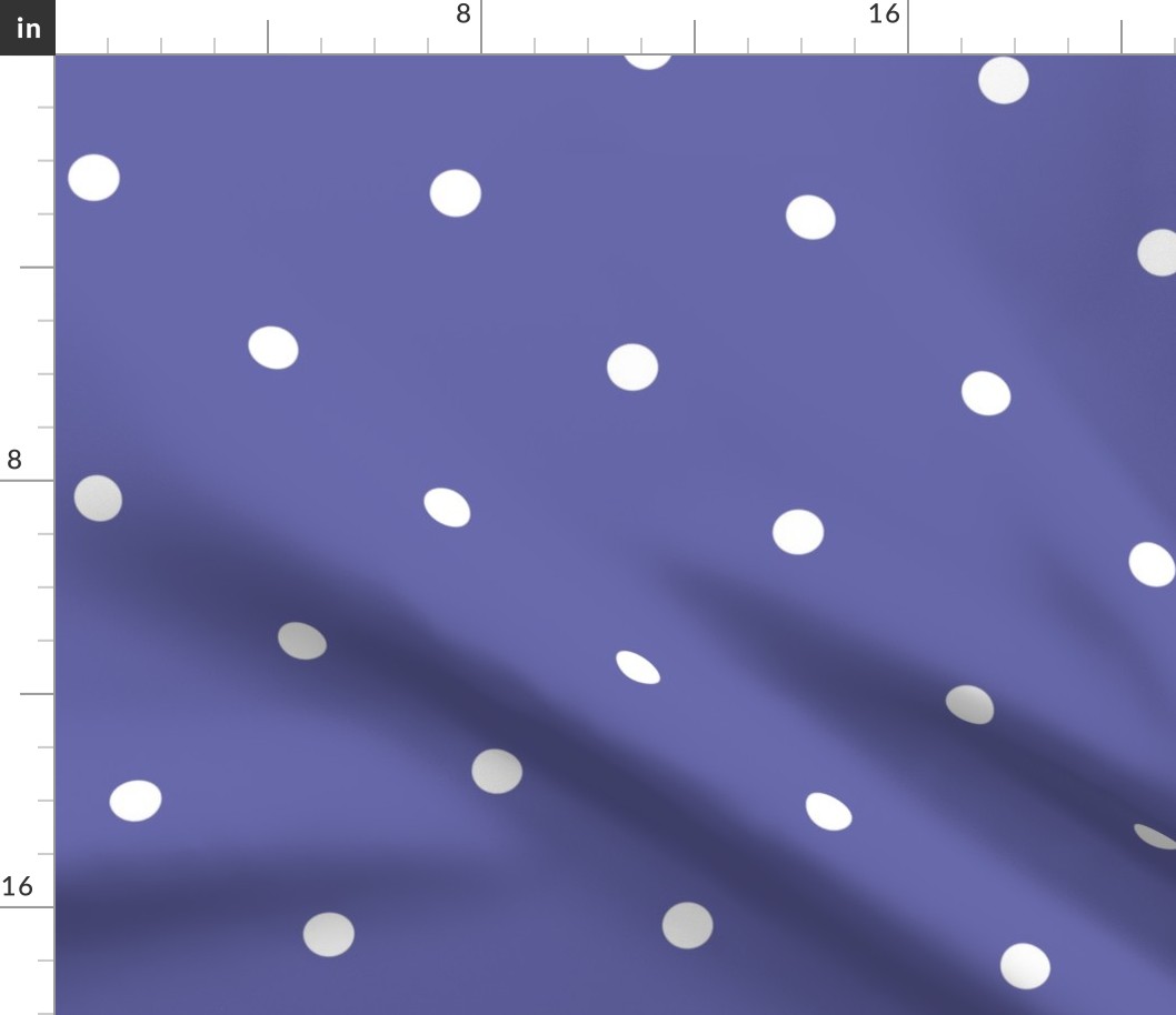 Classic Polka Dots | White on 2022 Periwinkle Blue #6667AB