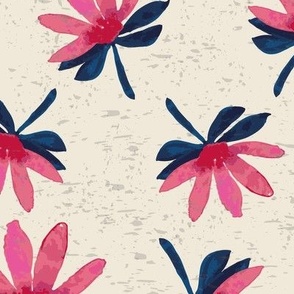 Single watercolor floral  pattern in pink