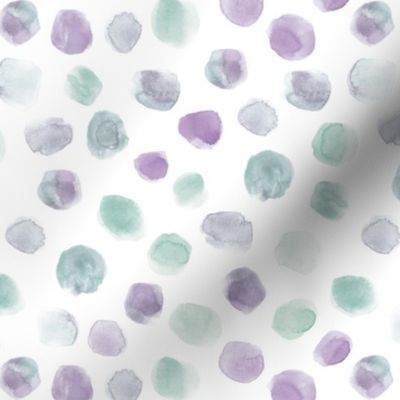 Saturated jade green and amethyst watercolor scattered spots - brush stroke painted stains for modern home decor nursery bedding a134-2-7