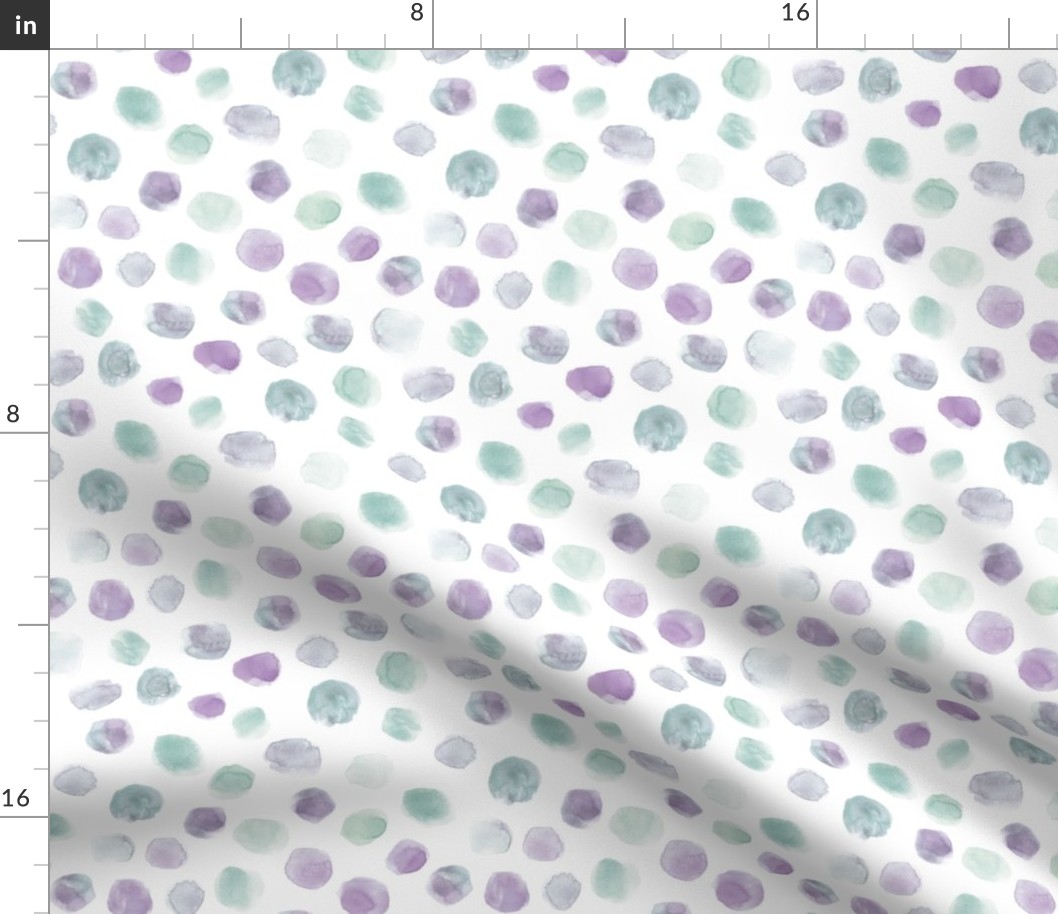 Saturated jade green and amethyst watercolor scattered spots - brush stroke painted stains for modern home decor nursery bedding a134-2-7