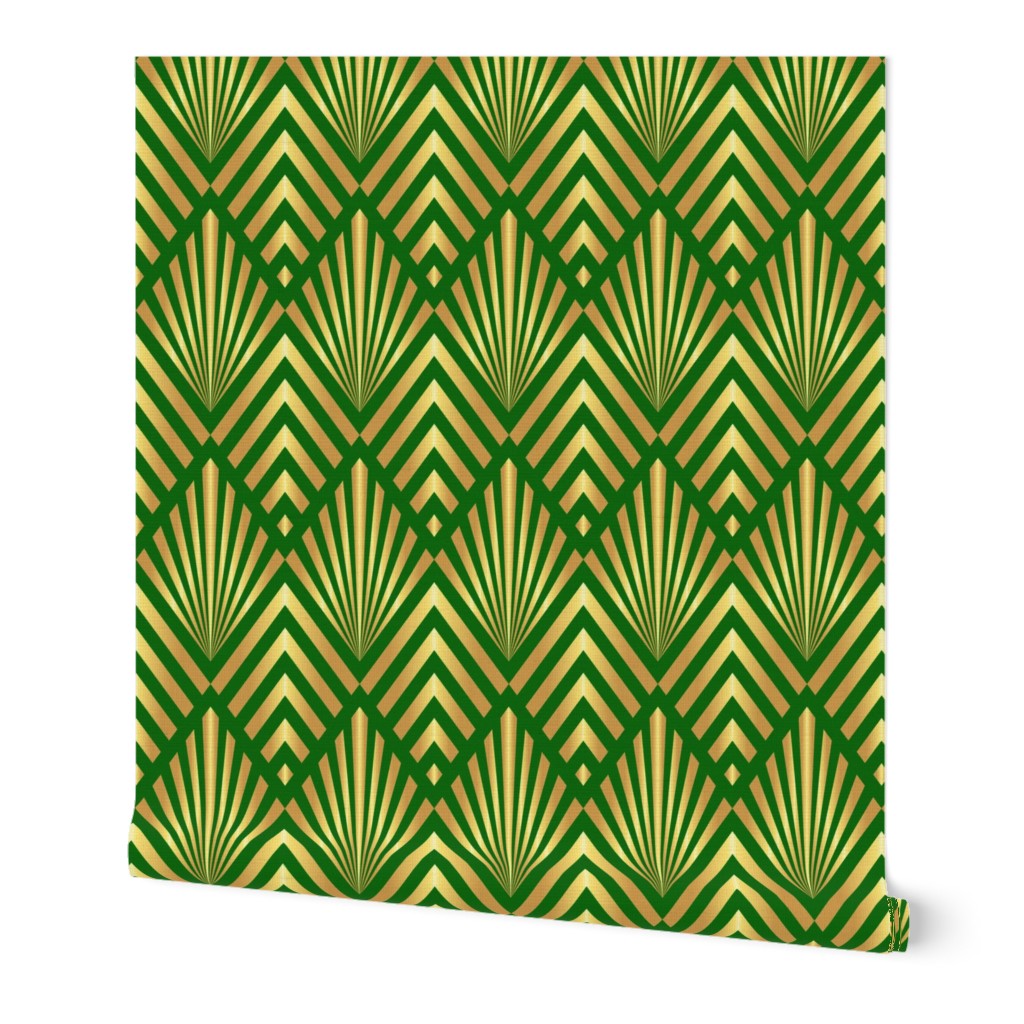 Gold art Deco diamonds mix grass green