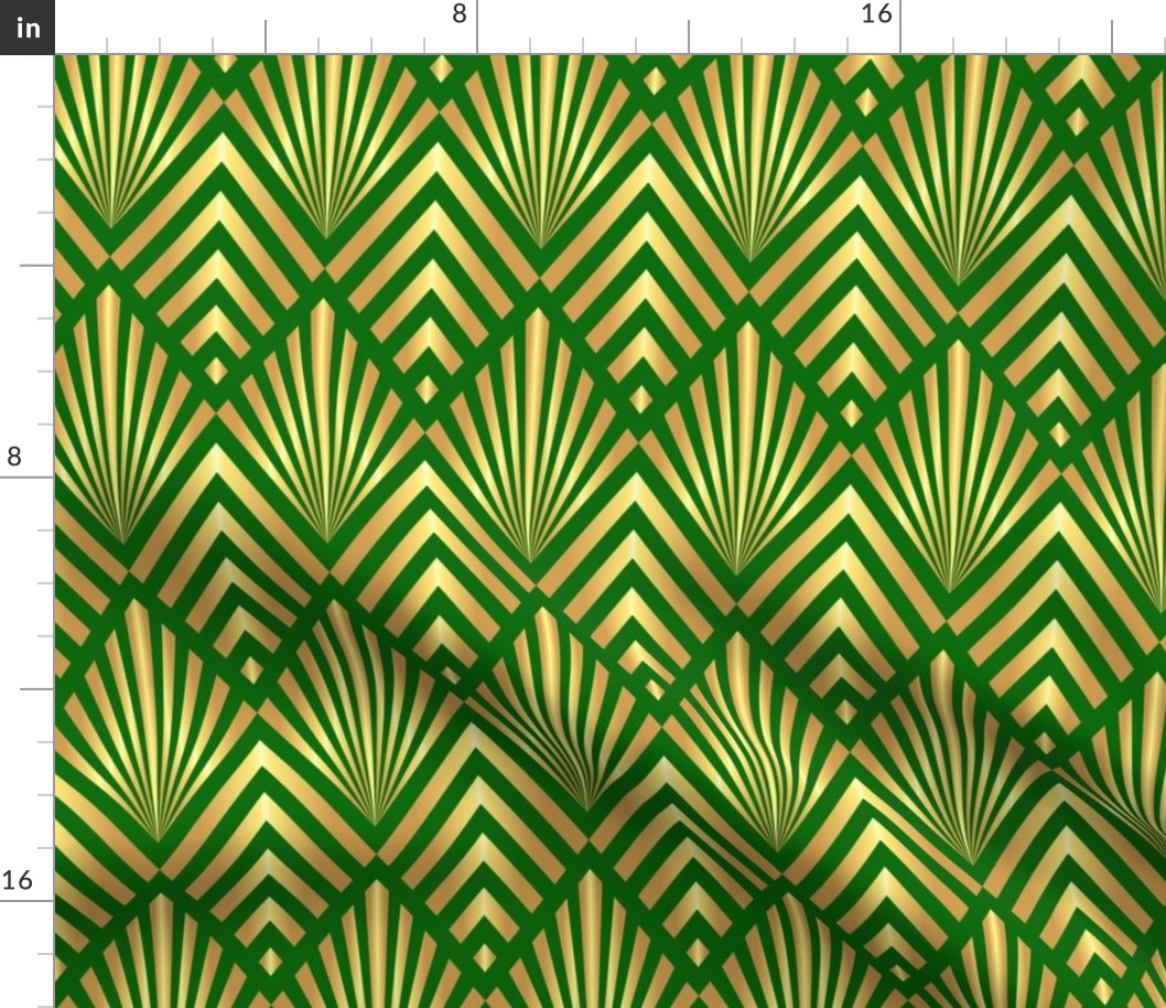 Gold art Deco diamonds mix grass green