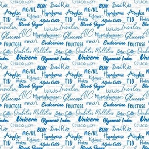 Diabetes terms typography all blue small scale
