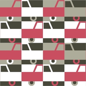 (L) Traffic jam check pattern red olive green