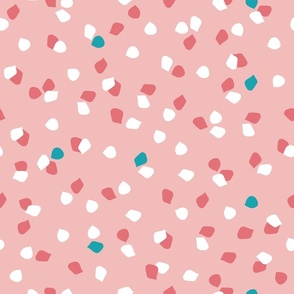 White Pink Petrol and Flower Petal Polka Dots
