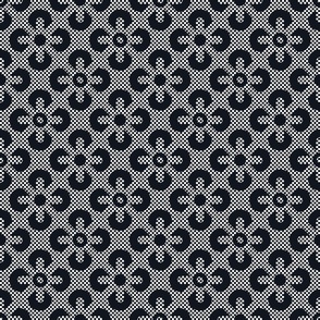 Graphite black geometric flowers lace
