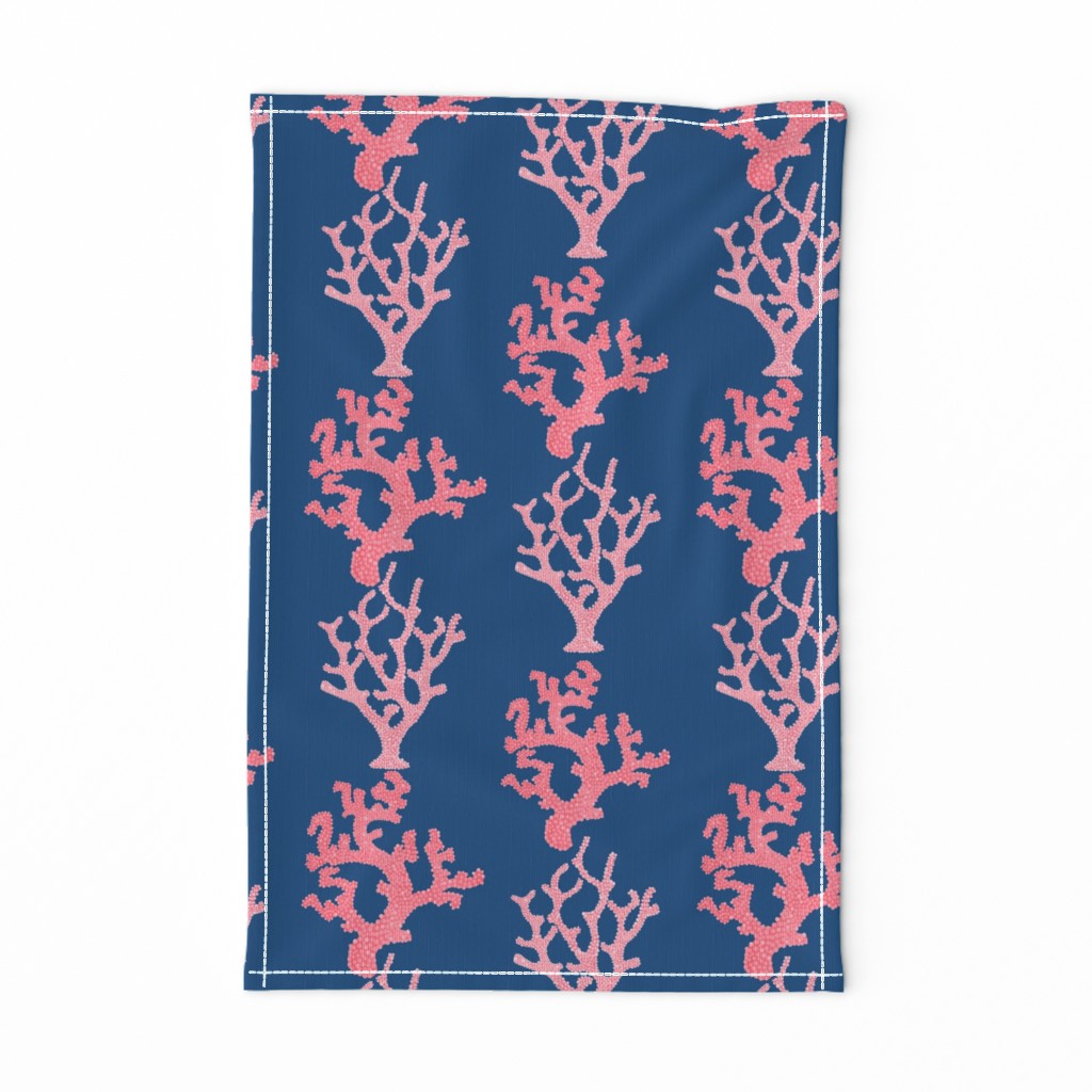 Large Sea Coral Tropical Pink & Navy Blue