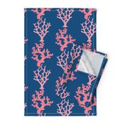 Large Sea Coral Tropical Pink & Navy Blue