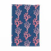 Large Sea Coral Tropical Pink & Navy Blue
