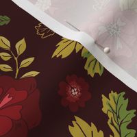 Retro OxBlood and Burgundy Floral Medium