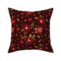 Retro OxBlood and Burgundy Floral Medium