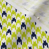 Small Houndstooth, Lime & Midnight on White