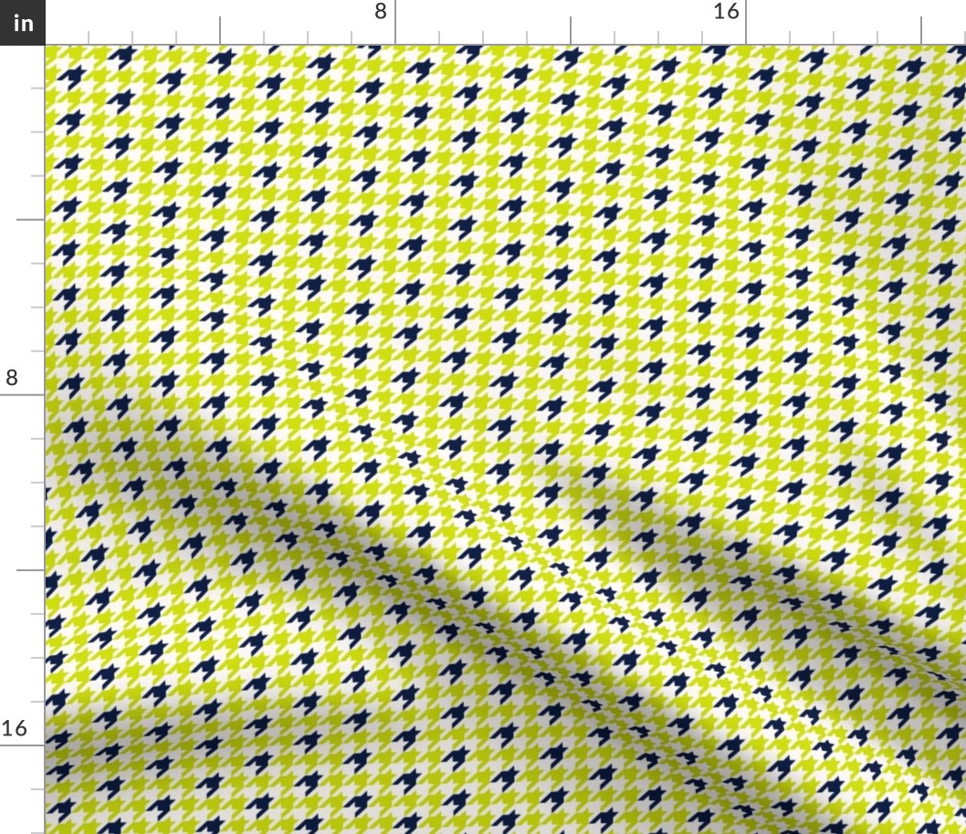 Small Houndstooth, Lime & Midnight on White