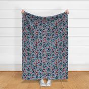  thistle flowers - sky blue red navy bordo