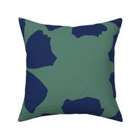 big flowers - green navy soft pink