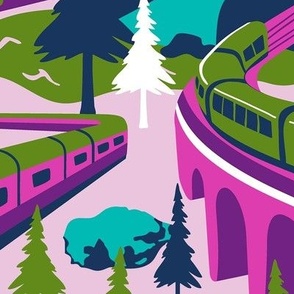 All Aboard - Trains Purple Jumbo Scale