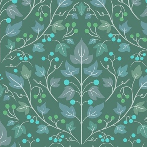 Ivy Berries Teal Green