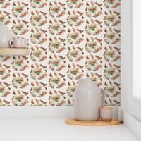 3x3-Inch Half-Drop Repeat of Watercolor Multidirectional Foxes in Circles on Cream Background
