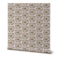 3x3-Inch Half-Drop Repeat of Watercolor Multidirectional Foxes in Circles on Cream Background