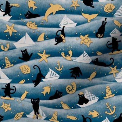 Nautical Adventures - sailing boats, boats, cats sailing, funny cats, black cats, maritime, nautical, sail boats