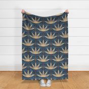 Palm Springs Damask (textured) Navy - XLarge - palm trees, mid mod, mid century, palm trees, mid century modern, tropical trees, retro trees