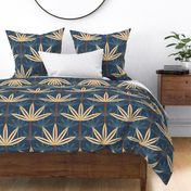 Palm Springs Damask (textured) Navy - XLarge - palm trees, mid mod, mid century, palm trees, mid century modern, tropical trees, retro trees