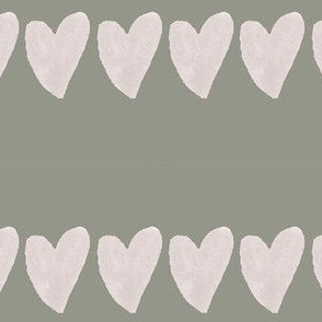 Sage heart stripe - valentines large