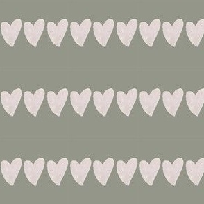 Sage heart stripe - valentines medium
