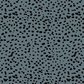 Wild organic speckles and spots animal print boho black marks on stone blue SMALL 