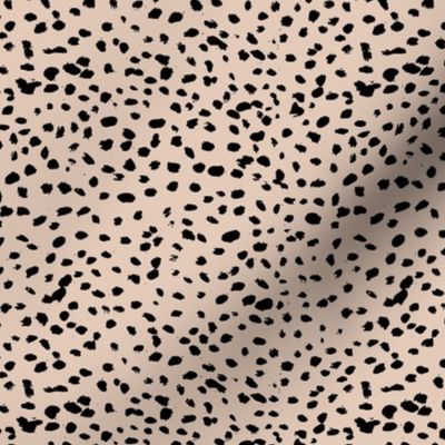 Wild organic speckles and spots animal print boho black marks on pale nude SMALL